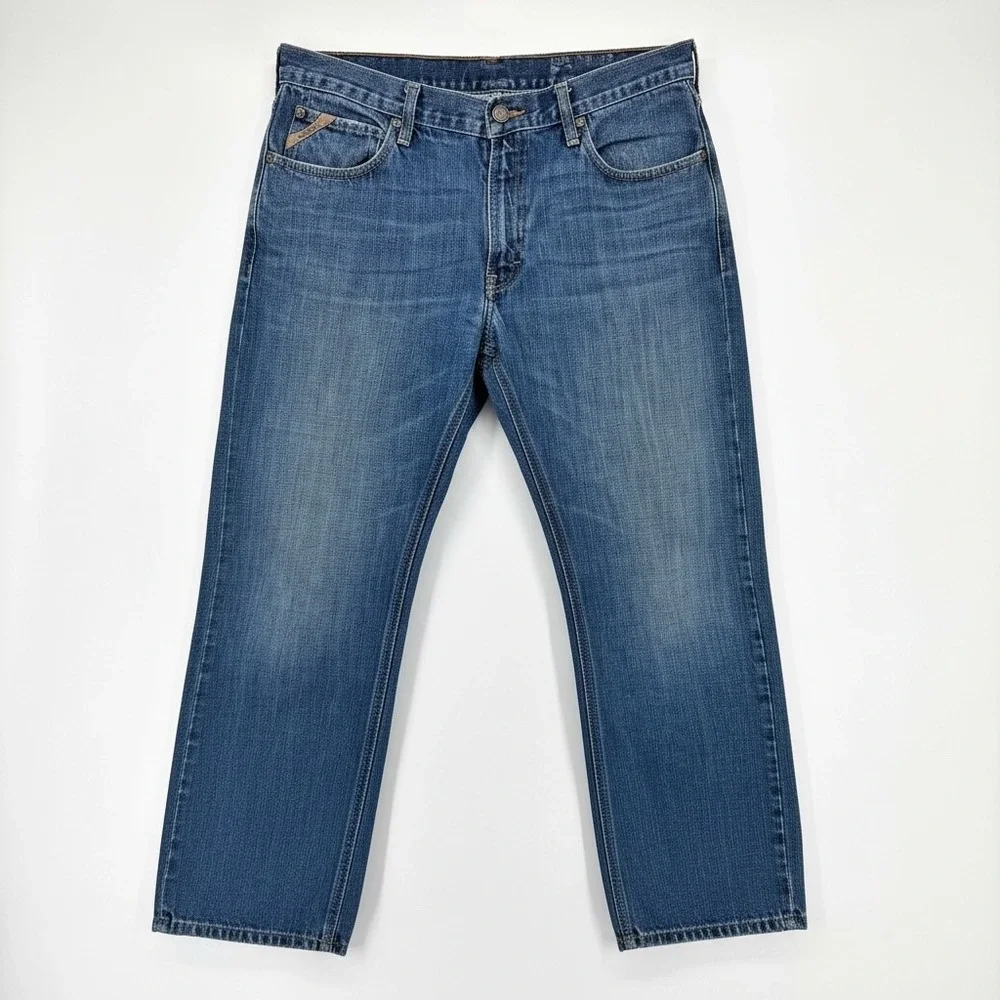 Ariat Mens Jeans Size 34x32 Blue Denim Straight Leg Casual Work Outdoor Chore - Picture 13 of 14